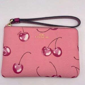 NWT Coach Cherry Print Corner Zip Wristlet